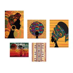Kit 5 Placas Decorativas - Africanas - África Casa Quarto Sala - 194ktpl5 - comprar online