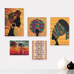 Kit 5 Placas Decorativas - Africanas - África Casa Quarto Sala - 194ktpl5