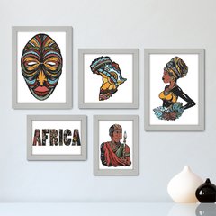 Kit Com 5 Quadros Decorativos - Africanas - África - 195kq01 - comprar online
