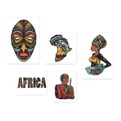 Kit 5 Placas Decorativas - Africanas - África Casa Quarto Sala - 195ktpl5 - comprar online