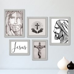 Kit Com 5 Quadros Decorativos - Jesus Cristo - Fé - Religião - 196kq01 - comprar online