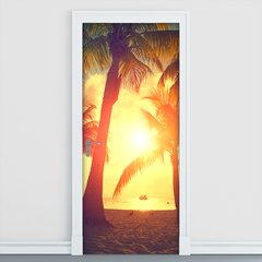 Adesivo Decorativo de Porta - Pôr do sol - Praia - 1971cnpt