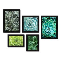 Kit Com 5 Quadros Decorativos - Suculentas - Plantas - 198kq01 na internet