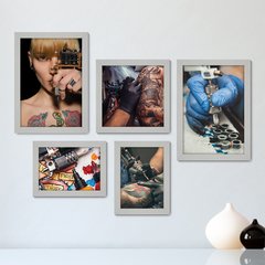 Kit Com 5 Quadros Decorativos - Tatuagem - Estúdio de Tatuagem - Tattoo - 199kq01 - comprar online