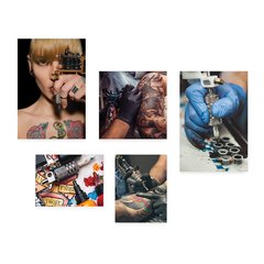 Kit 5 Placas Decorativas - Tatuagem - Estúdio de Tatuagem - Tattoo Casa Quarto Sala - 199ktpl5 - comprar online