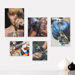 Kit 5 Placas Decorativas - Tatuagem - Estúdio de Tatuagem - Tattoo Casa Quarto Sala - 199ktpl5