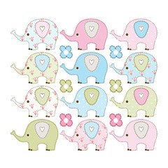 Adesivo de Parede Infantil Elefantes Quarto Criança Bebe - 201ir - comprar online