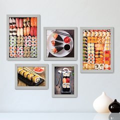 Kit Com 5 Quadros Decorativos - Comida Japonesa - Restaurante - Cozinha - 201kq01 - comprar online
