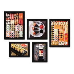 Kit Com 5 Quadros Decorativos - Comida Japonesa - Restaurante - Cozinha - 201kq01 na internet