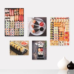 Kit 5 Placas Decorativas - Comida Japonesa - Restaurante - Cozinha Casa Quarto Sala - 201ktpl5