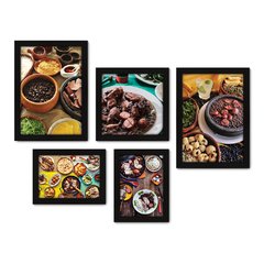 Kit Com 5 Quadros Decorativos - Feijoada - Comida Brasileira - Restaurante - Cozinha - 202kq01 na internet