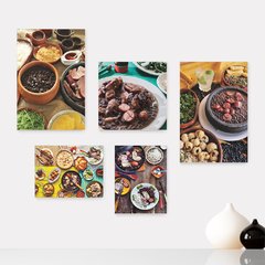 Kit 5 Placas Decorativas - Feijoada - Comida Brasileira - Restaurante - Cozinha -Casa Quarto Sala 202ktpl5