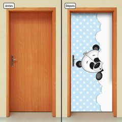 Adesivo Decorativo de Porta - Panda - Infantil - Azul - 2030cnpt - comprar online