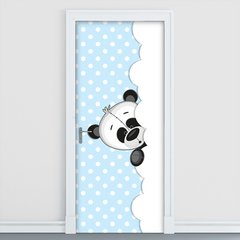 Adesivo Decorativo de Porta - Panda - Infantil - Azul - 2030cnpt