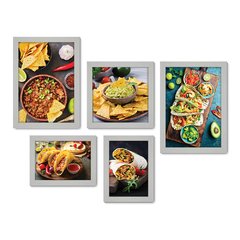 Kit Com 5 Quadros Decorativos - Comida Mexicana - Restaurante - Cozinha - 203kq01 - Allodi