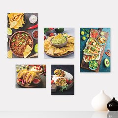 Kit 5 Placas Decorativas - Comida Mexicana - Restaurante - Cozinha Casa Quarto Sala - 203ktpl5