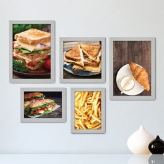 Kit Com 5 Quadros Decorativos - Lanchonete - Lanches - Batata Frita - Cozinha - 204kq01 - comprar online