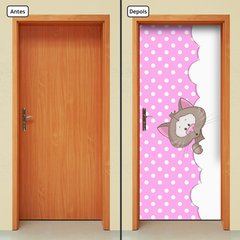 Adesivo Decorativo de Porta - Gatinho - Infantil - 2062cnpt - comprar online