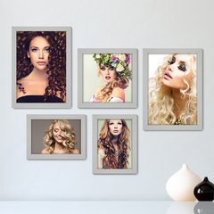 Kit Com 5 Quadros Decorativos - Salão de Beleza - Cabelos - Unhas - Maquiagem - 206kq01 - comprar online