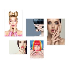 Kit 5 Placas Decorativas - Salão de Beleza - Cabelos - Unhas - Maquiagem Casa Quarto Sala - 207ktpl5 - comprar online