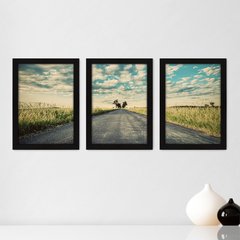 Kit Com 3 Quadros - Estrada Céu Paisagem - 208kq02p