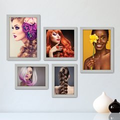 Kit Com 5 Quadros Decorativos - Salão de Beleza - Cabelos - Unhas - Maquiagem - 210kq01 - comprar online