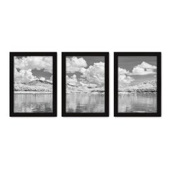 Kit Com 3 Quadros - Lago Montanha Paisagem - 212kq02p - comprar online