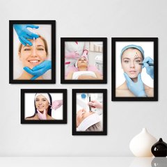 Kit Com 5 Quadros Decorativos - Estética - Beleza - Esteticista - 213kq01