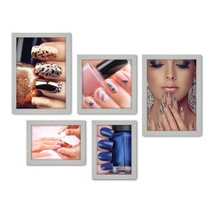 Kit Com 5 Quadros Decorativos - Manicure - Salão de Beleza - Unhas - 214kq01 - Allodi