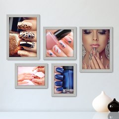 Kit Com 5 Quadros Decorativos - Manicure - Salão de Beleza - Unhas - 214kq01 - comprar online