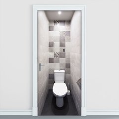 Adesivo Decorativo de Porta - Banheiro - Vaso Sanitário - 2153cnpt