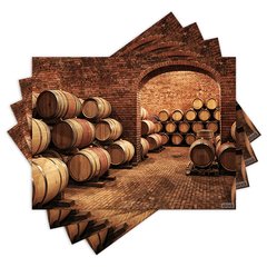 Jogo Americano com 4 peças - Vinícola - Barris de Vinho - 2154Jo