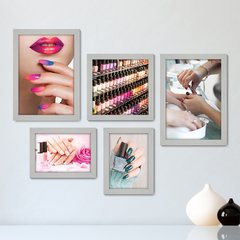 Kit Com 5 Quadros Decorativos - Manicure - Salão de Beleza - Unhas - 215kq01 - comprar online