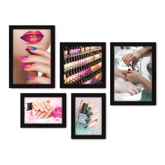 Kit Com 5 Quadros Decorativos - Manicure - Salão de Beleza - Unhas - 215kq01 na internet