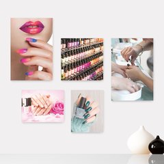 Kit 5 Placas Decorativas - Manicure - Salão de Beleza - Unhas Casa Quarto Sala - 215ktpl5