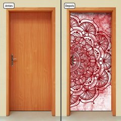 Adesivo Decorativo de Porta - Mandala Vermelha - 2161cnpt - comprar online
