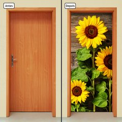Adesivo Decorativo de Porta - Flores - Girassol - 2162cnpt - comprar online