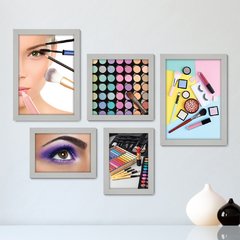 Kit Com 5 Quadros Decorativos - Maquiagem - Salão de Beleza - Make - 217kq01 - comprar online