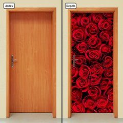 Adesivo Decorativo de Porta - Flores - Rosas Vermelhas - 2184cnpt - comprar online