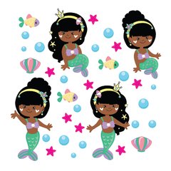 Adesivo de Parede Infantil Sereia Negra Quarto Menina Bebe - 218ir - comprar online