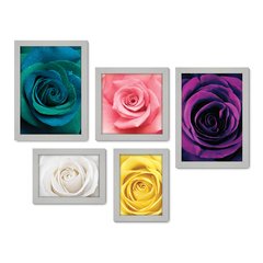 Kit Com 5 Quadros Decorativos - Flores - Rosas - 218kq01 - Allodi