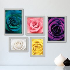 Kit Com 5 Quadros Decorativos - Flores - Rosas - 218kq01 - comprar online