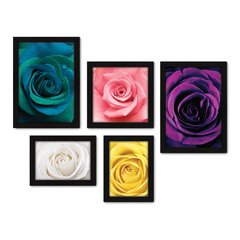 Kit Com 5 Quadros Decorativos - Flores - Rosas - 218kq01 na internet