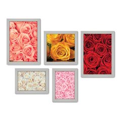 Kit Com 5 Quadros Decorativos - Flores - Rosas - 219kq01 - Allodi