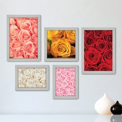 Kit Com 5 Quadros Decorativos - Flores - Rosas - 219kq01 - comprar online