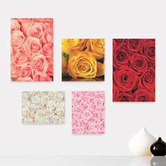 Kit 5 Placas Decorativas - Flores - Rosas Casa Quarto Sala - 219ktpl5