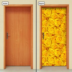 Adesivo Decorativo de Porta - Flores - Rosas Amarelas - 2207cnpt - comprar online