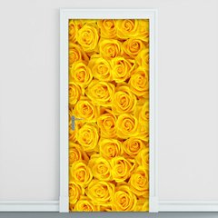 Adesivo Decorativo de Porta - Flores - Rosas Amarelas - 2207cnpt
