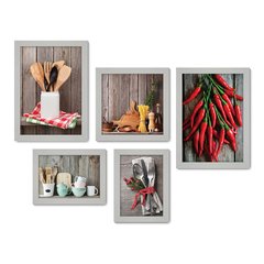 Kit Com 5 Quadros Decorativos - Cozinha - Utensílios de Cozinha - 220kq01 - Allodi