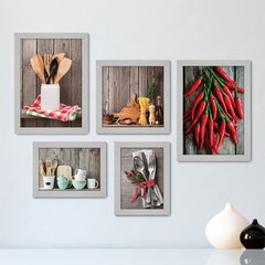 Kit Com 5 Quadros Decorativos - Cozinha - Utensílios de Cozinha - 220kq01 - comprar online